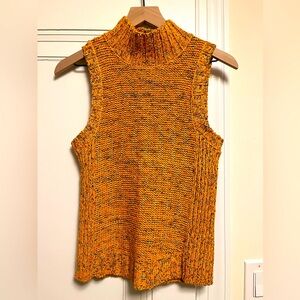 Anthropologie Orange Knit Cropped Sweater Vest Sz Small